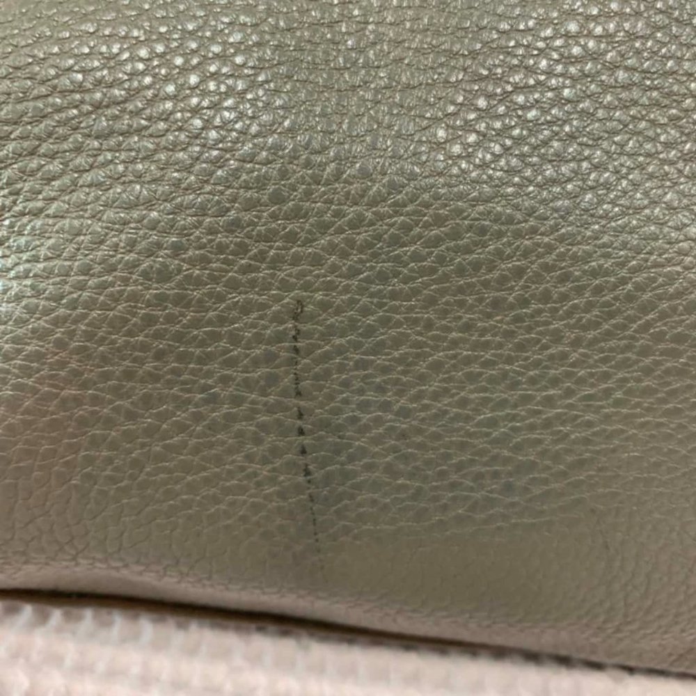 FOSSIL Erin Colourblocked Satchel Leather Khaki Beige Double Zip Carry Bag - Picture 12 of 15